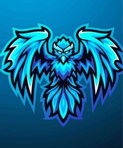 Blue Phoenix Mascot Logo Diamond Painting