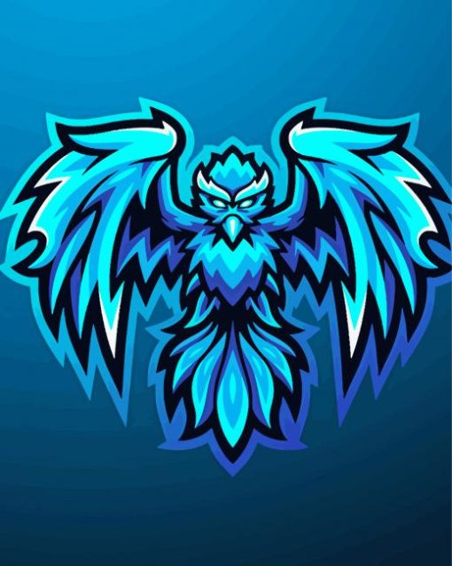 Blue Phoenix Mascot Logo Diamond Painting