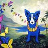 Butterflies Blue Dog Diamond Painting