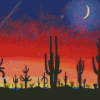 Cactus Sunset And Moon Diamond Painting