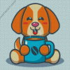 Cute Dog And Coffee Diamond Painting