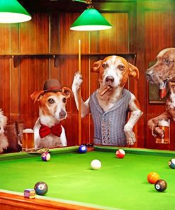 Dogs Playing Pool Diamond Painting