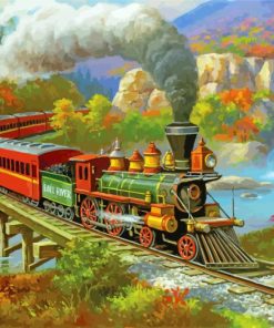 Fall Forest Train Art Diamond Painting