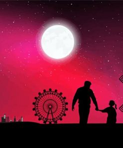 Father And Daughter Silhouette Art Diamond Painting