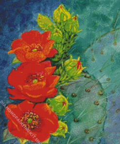 Flowers On Cactuses Diamond Painting