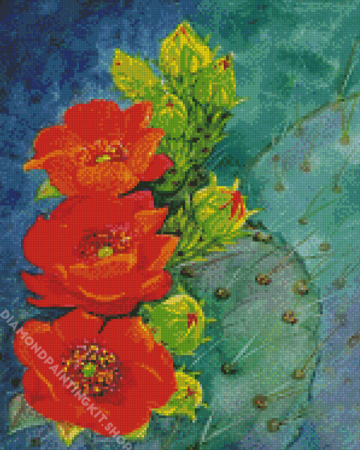 Flowers On Cactuses Diamond Painting