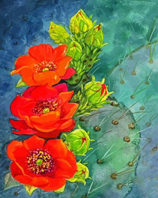 Flowers On Cactuses Diamond Painting