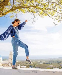 Girl Balancing On Wall Diamond Painting