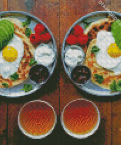 Healthy Morning Breakfast Egg And Salad Diamond Painting