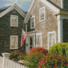 House With American Flag Diamond Painting