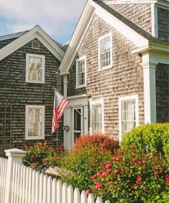 House With American Flag Diamond Painting