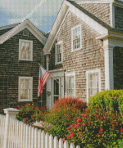 House With American Flag Diamond Painting