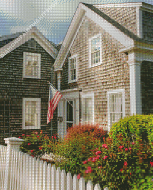 House With American Flag Diamond Painting