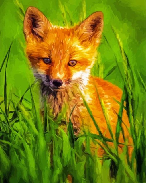 Orange Baby Fox Diamond Painting