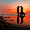 Romantic Couple Dancing On The Beach Reflection Diamond Painting