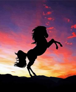 Sunset Red Sky Horse Diamond Painting