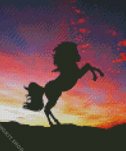 Sunset Red Sky Horse Diamond Painting