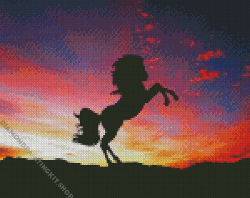 Sunset Red Sky Horse Diamond Painting