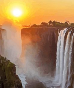 Victoria Falls Zimbabwe Sunset Landscape Diamond Painting