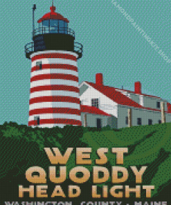 West Quoddy Head Lighthouse Poster Diamond Painting