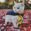 White Hufflepuff Kitty Diamond Painting