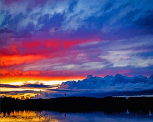 Aesthetic Heber Springs Lake At Sunset Diamond Painting