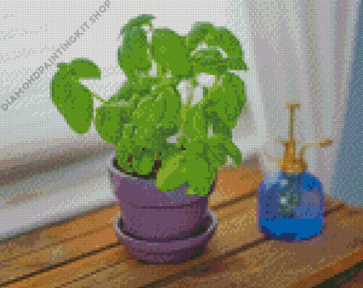 Basil Plant In Pot Diamond Painting