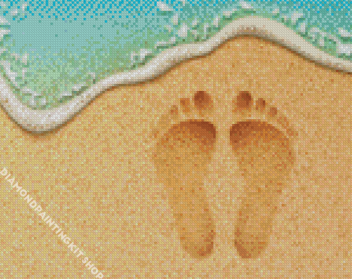 Beach Footsteps In The Sand Diamond Painting