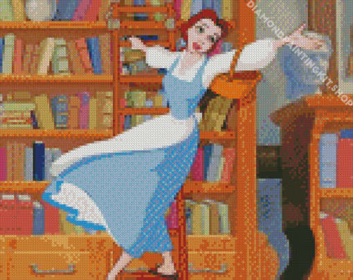 Belle Princess In Library Diamond Painting