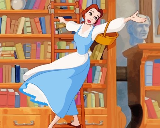 Belle Princess In Library Diamond Painting