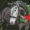 Black And White Horse With Wreath Diamond Painting