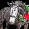 Black And White Horse With Wreath Diamond Painting