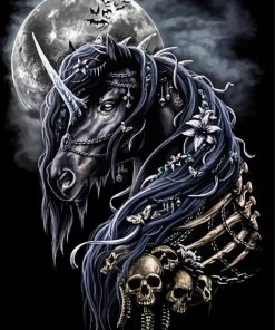 Black Evil Demon Unicorn Diamond Painting