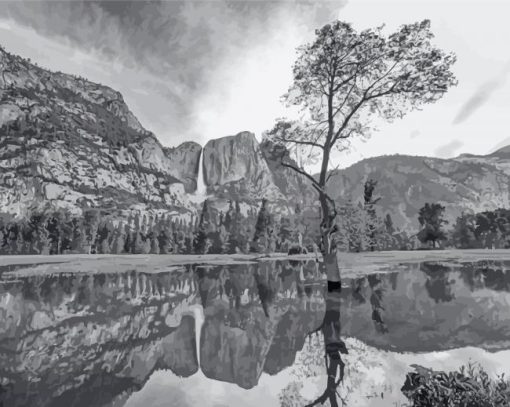 Black And White Landscape Reflection Diamond Painting