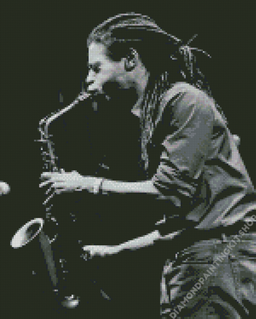 Black Saxophone Player Diamond Painting