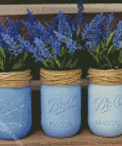 Blue Flowers In Jar Diamond Painting