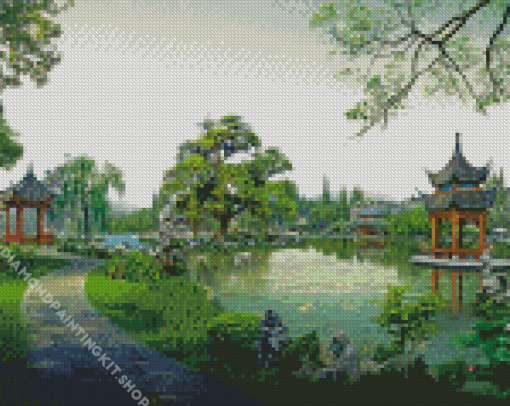 Chinese Landscape Garden Diamond Painting