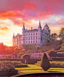 Dunrobin Castle At Sunset Diamond Painting