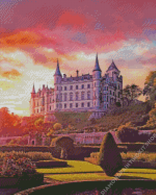 Dunrobin Castle At Sunset Diamond Painting