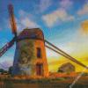 Dutch Windmill Sunset Diamond Painting