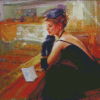 Elegant Lady In Black Dress Diamond Painting