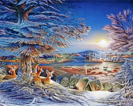 Evening On The Ice By Terry Redlin Diamond Painting