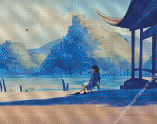 Girl By Lake Diamond Painting