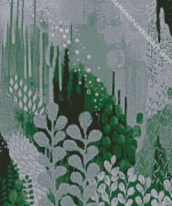 Green Abstract Plants Diamond Painting