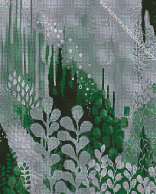 Green Abstract Plants Diamond Painting