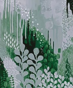 Green Abstract Plants Diamond Painting