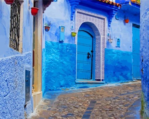 House With Blue Door Morocco Diamond Painting