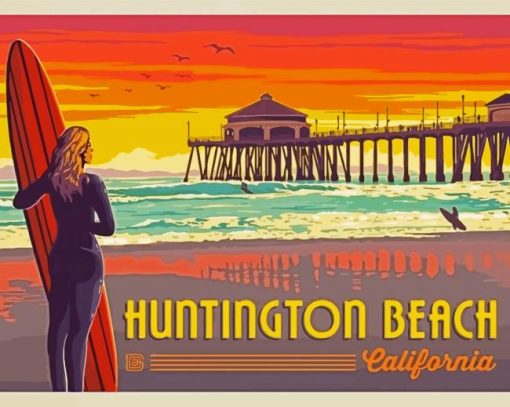 Huntington Beach California Poster Diamond Painting