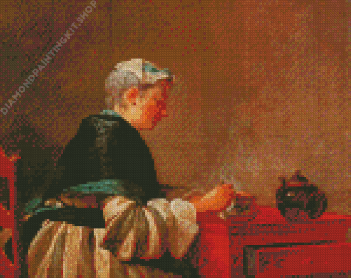 Lady Having Tea Diamond Painting