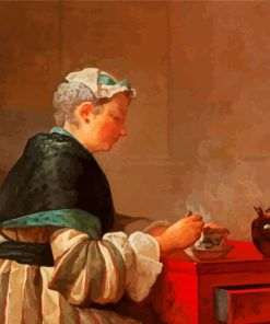 Lady Having Tea Diamond Painting